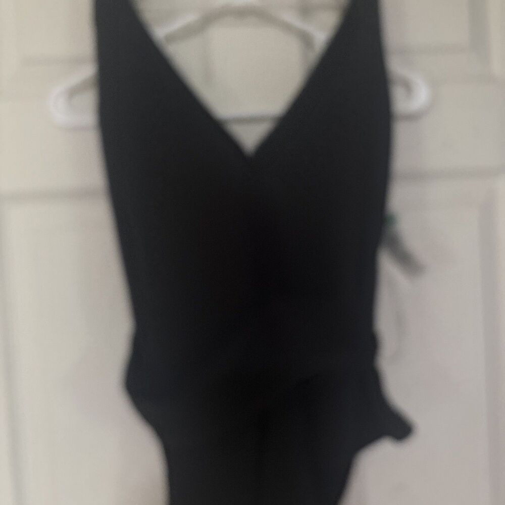 Open Edit Draped Halter Top Shirt Women's Size Large  Black Sexy Club NWT